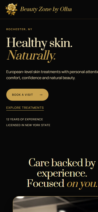 The same homepage on a phone